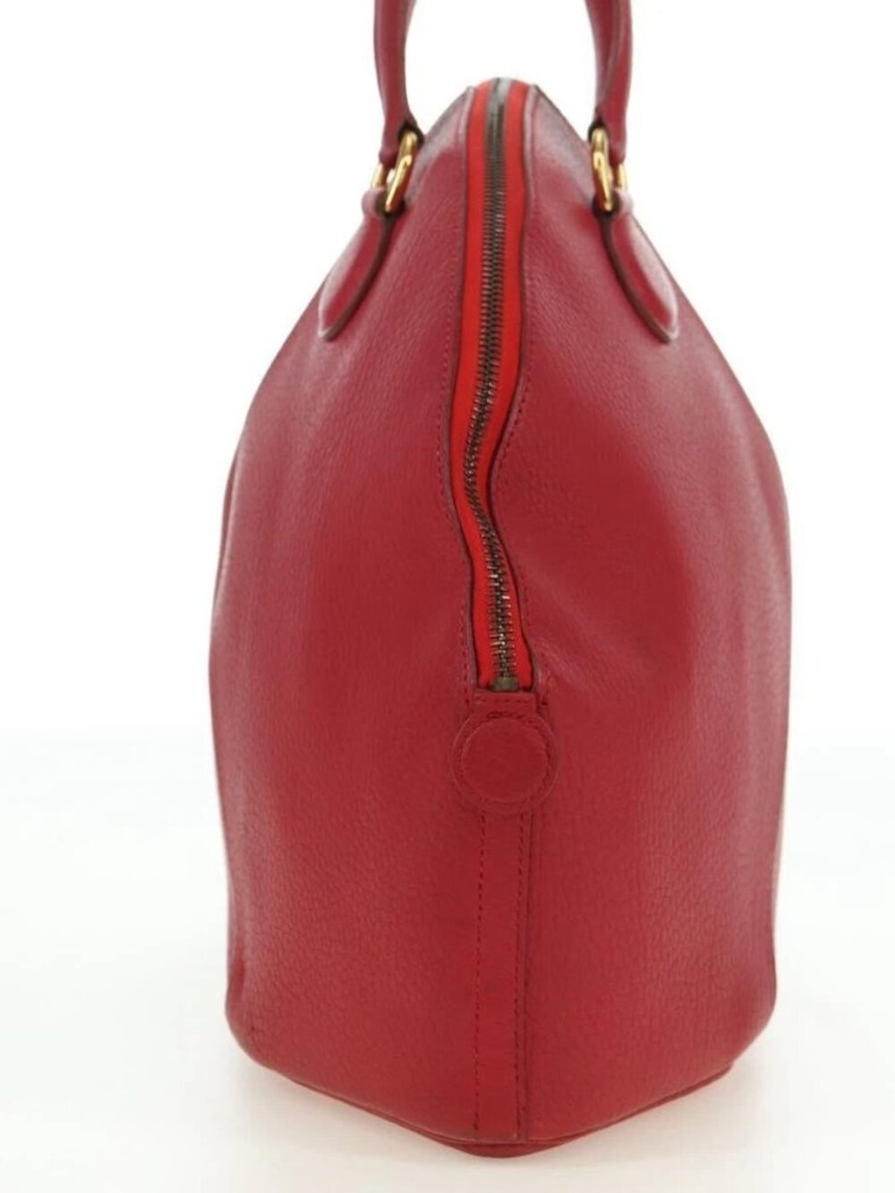 HERMES Ildvo Hand Bag Leather Red Gold Auth bs34829V - Picture 4 of 16